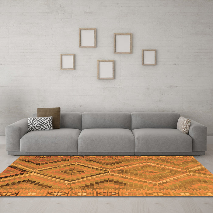 Machine Washable CON3023X Orange CON3023X Area Rugs in a Living Room, wshcon3023org