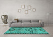 Machine Washable CON3024X Turquoise CON3024X Area Rugs in a Living Room,, wshcon3024turq