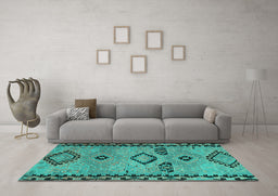 Machine Washable CON3024X Turquoise CON3024X Area Rugs in a Living Room,, wshcon3024turq
