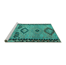 Sideview of Machine Washable CON3024X Turquoise CON3024X Area Rugs, wshcon3024turq