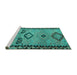 Sideview of Machine Washable CON3024X Turquoise CON3024X Area Rugs, wshcon3024turq