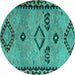 Round Machine Washable CON3024X Turquoise CON3024X Area Rugs, wshcon3024turq