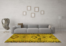 Machine Washable CON3024X Yellow CON3024X Rug in a Living Room, wshcon3024yw
