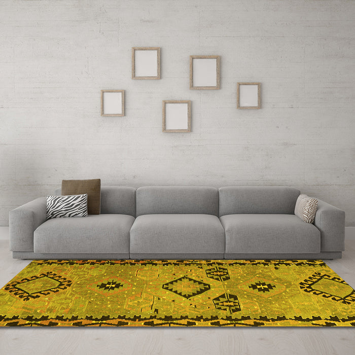 Machine Washable CON3024X Yellow CON3024X Rug in a Living Room, wshcon3024yw
