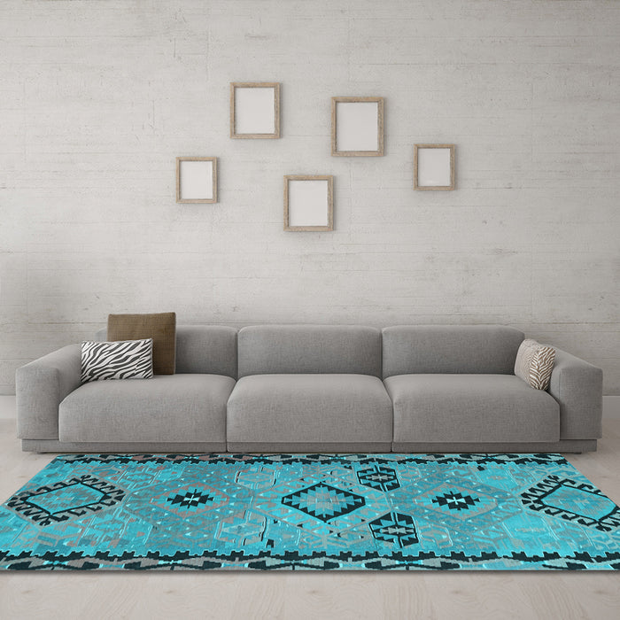 Machine Washable CON3024X Light Blue CON3024X Rug in a Living Room, wshcon3024lblu