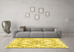 Machine Washable Abstract Yellow Contemporary Rug in a Living Room, wshcon3025yw