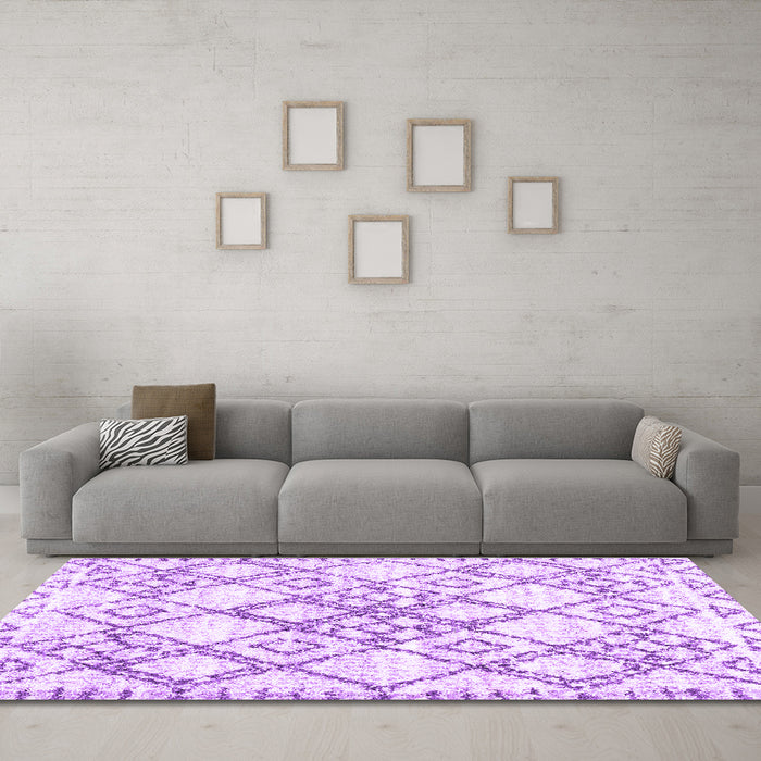 Machine Washable Abstract Purple Contemporary Area Rugs in a Living Room, wshcon3025pur