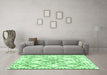 Machine Washable Abstract Emerald Green Contemporary Area Rugs in a Living Room,, wshcon3025emgrn