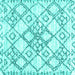 Square Machine Washable Abstract Turquoise Contemporary Area Rugs, wshcon3025turq