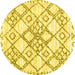 Round Abstract Yellow Contemporary Rug, con3025yw