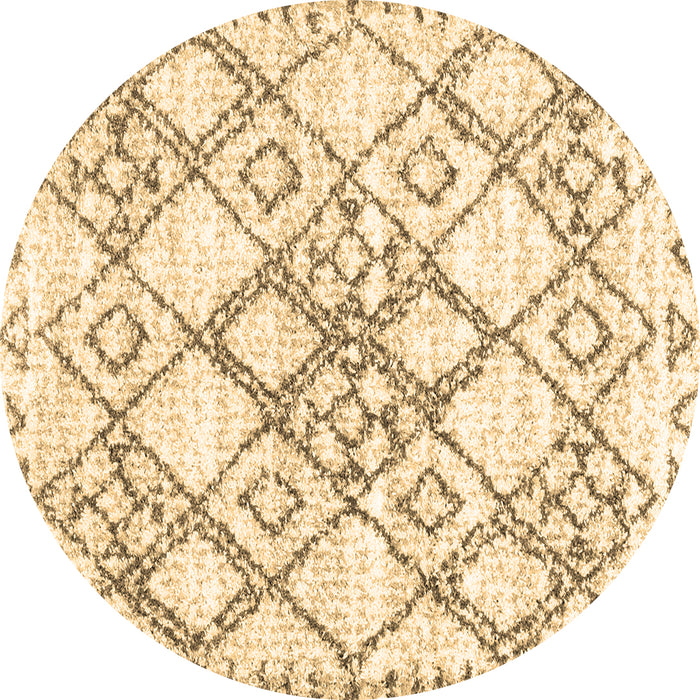 Round Abstract Brown Contemporary Rug, con3025brn
