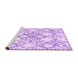 Sideview of Machine Washable Abstract Purple Contemporary Area Rugs, wshcon3025pur