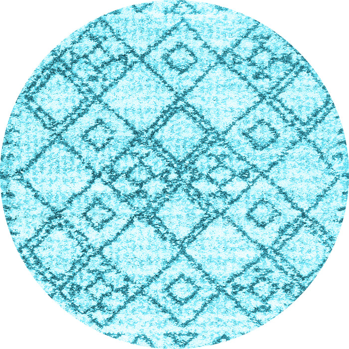 Round Abstract Light Blue Contemporary Rug, con3025lblu