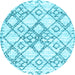 Round Abstract Light Blue Contemporary Rug, con3025lblu