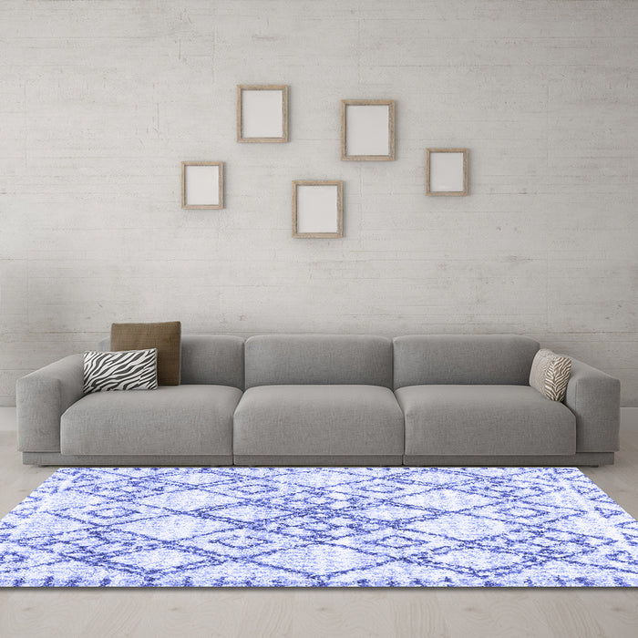 Machine Washable Abstract Blue Contemporary Rug in a Living Room, wshcon3025blu