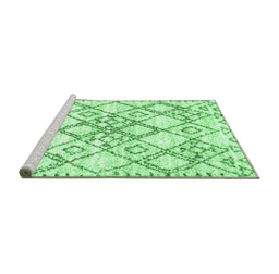 Sideview of Machine Washable Abstract Emerald Green Contemporary Area Rugs, wshcon3025emgrn