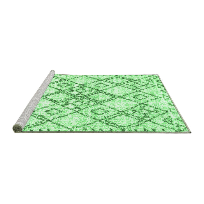 Sideview of Machine Washable Abstract Emerald Green Contemporary Area Rugs, wshcon3025emgrn