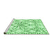 Sideview of Machine Washable Abstract Emerald Green Contemporary Area Rugs, wshcon3025emgrn