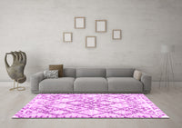 Machine Washable Abstract Pink Contemporary Rug, wshcon3025pnk