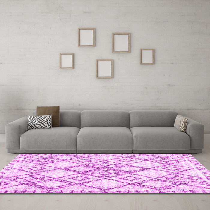 Machine Washable Abstract Pink Contemporary Rug in a Living Room, wshcon3025pnk