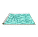 Sideview of Machine Washable Abstract Turquoise Contemporary Area Rugs, wshcon3025turq