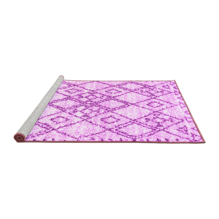 Sideview of Machine Washable Abstract Pink Contemporary Rug, wshcon3025pnk