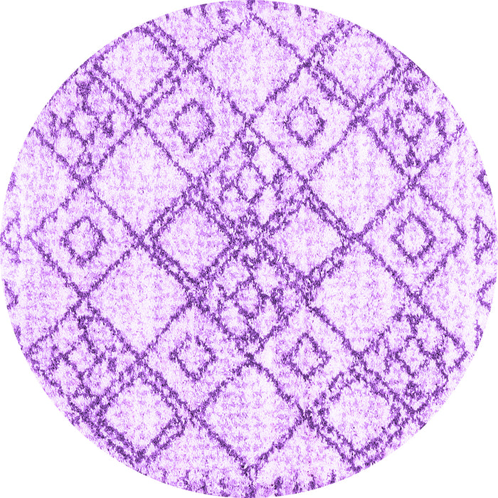 Round Abstract Purple Contemporary Rug, con3025pur