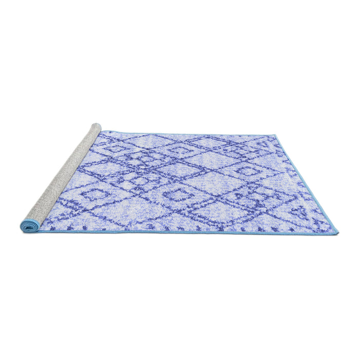 Sideview of Machine Washable Abstract Blue Contemporary Rug, wshcon3025blu