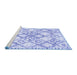 Sideview of Machine Washable Abstract Blue Contemporary Rug, wshcon3025blu