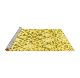 Sideview of Machine Washable Abstract Yellow Contemporary Rug, wshcon3025yw
