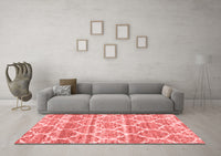 Machine Washable Trellis Red Modern Rug, wshcon3026red