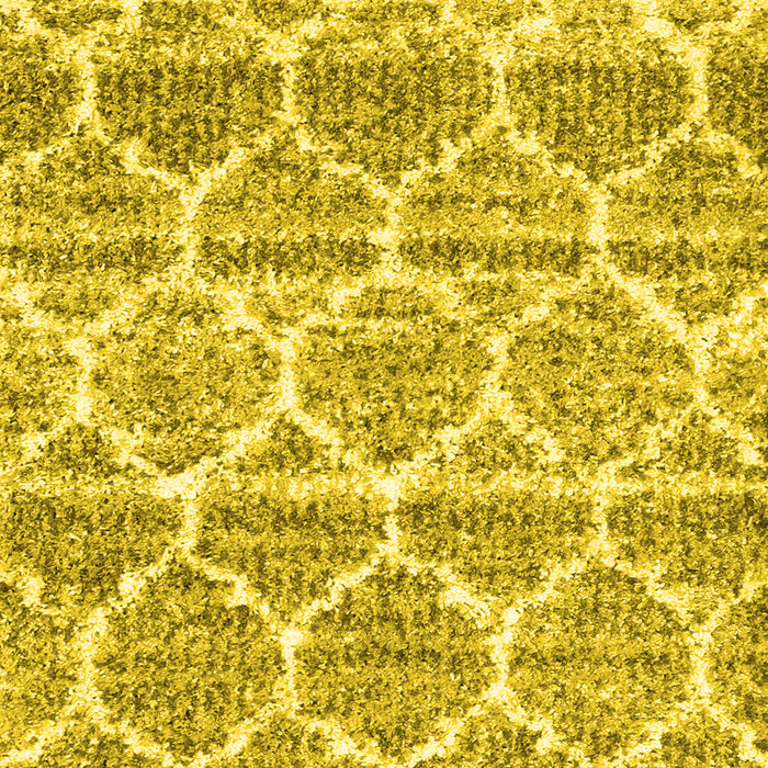 Machine Washable Trellis Yellow Modern Rug, wshcon3026yw