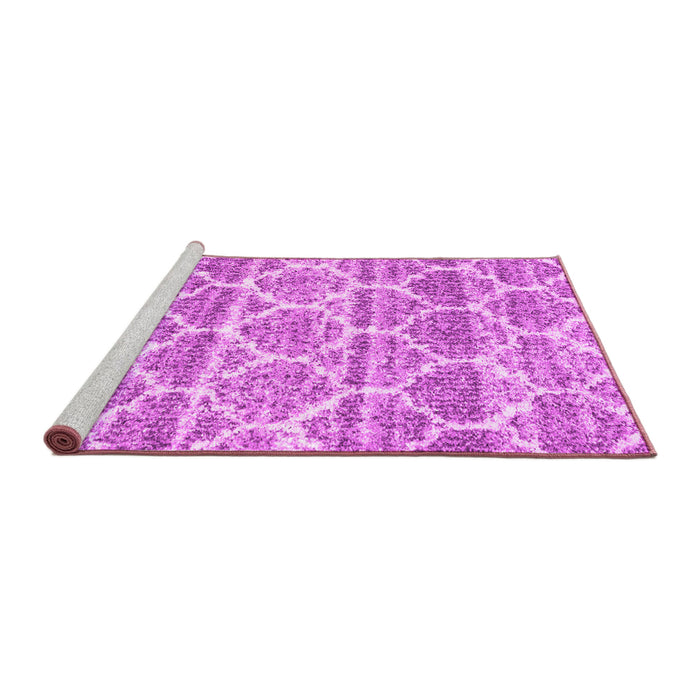 Sideview of Machine Washable Trellis Pink Modern Rug, wshcon3026pnk