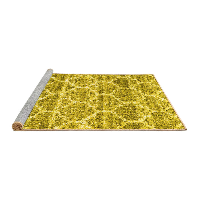 Sideview of Machine Washable Trellis Yellow Modern Rug, wshcon3026yw