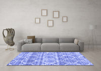 Machine Washable Trellis Blue Modern Rug, wshcon3026blu