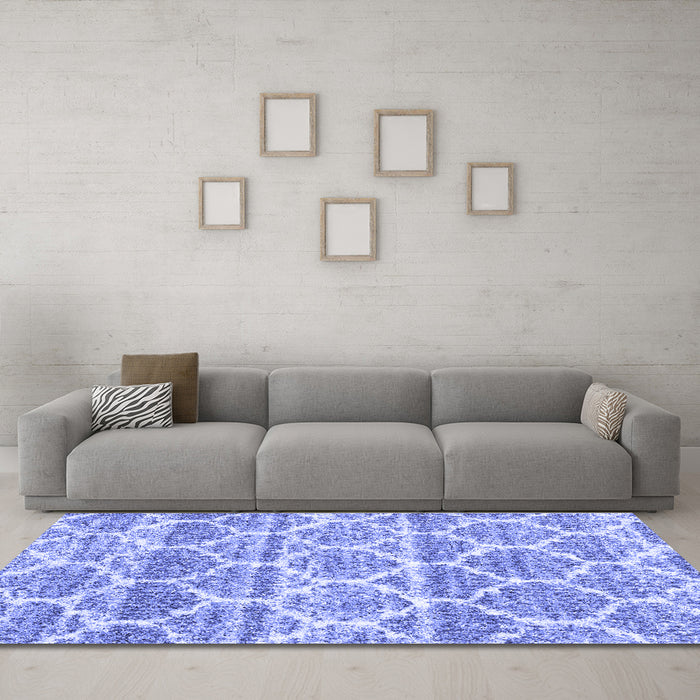 Machine Washable Trellis Blue Modern Rug in a Living Room, wshcon3026blu
