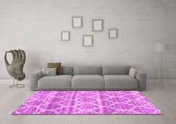 Machine Washable Trellis Pink Modern Rug in a Living Room, wshcon3026pnk