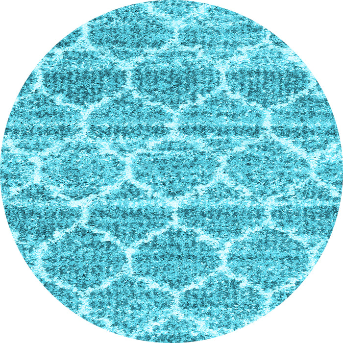 Round Machine Washable Trellis Light Blue Modern Rug, wshcon3026lblu