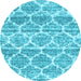 Round Machine Washable Trellis Light Blue Modern Rug, wshcon3026lblu