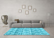 Machine Washable Trellis Light Blue Modern Rug in a Living Room, wshcon3026lblu