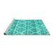 Sideview of Machine Washable Trellis Turquoise Modern Area Rugs, wshcon3026turq