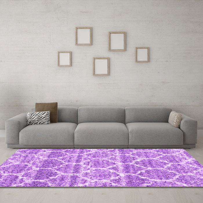 Machine Washable Trellis Purple Modern Area Rugs in a Living Room, wshcon3026pur