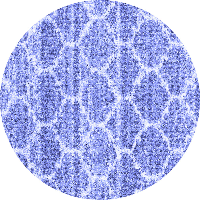 Round Machine Washable Trellis Blue Modern Rug, wshcon3026blu