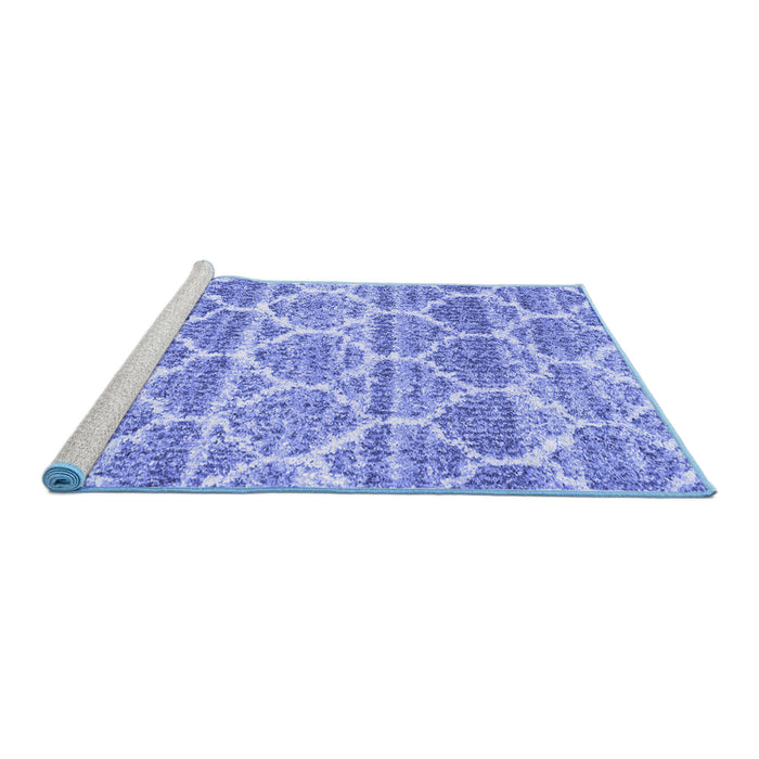 Sideview of Machine Washable Trellis Blue Modern Rug, wshcon3026blu