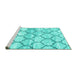 Sideview of Machine Washable Trellis Turquoise Modern Area Rugs, wshcon3027turq