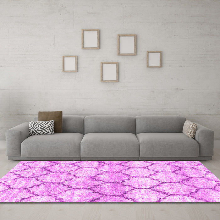 Machine Washable Trellis Pink Modern Rug in a Living Room, wshcon3027pnk