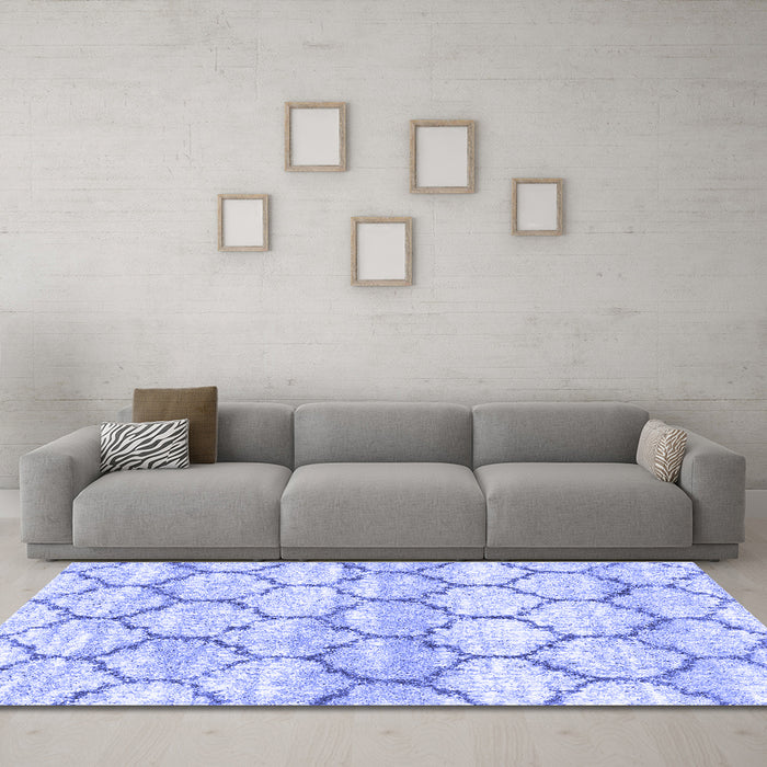 Machine Washable Trellis Blue Modern Rug in a Living Room, wshcon3027blu