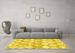 Machine Washable Trellis Yellow Modern Rug in a Living Room, wshcon3027yw