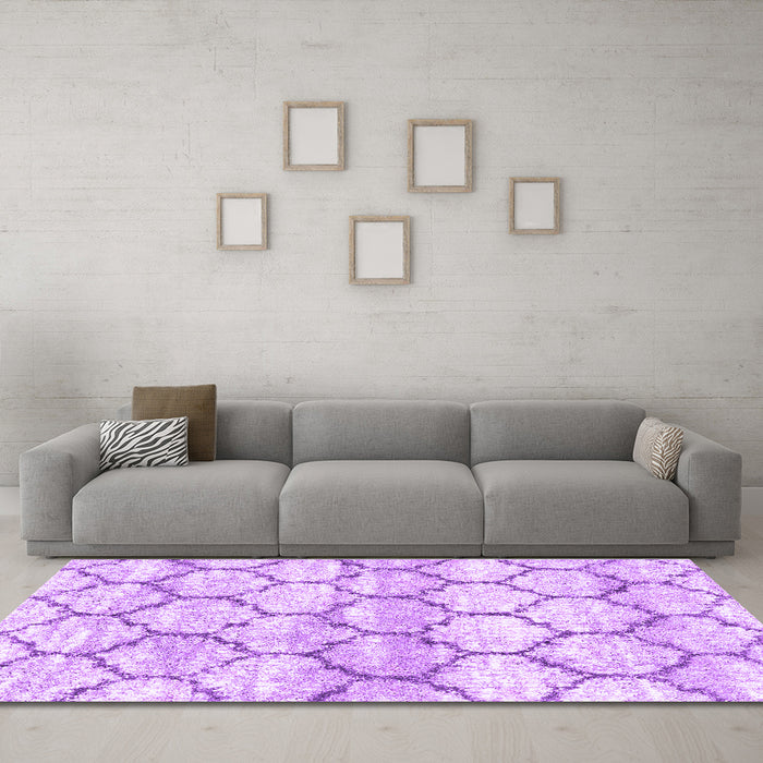 Machine Washable Trellis Purple Modern Area Rugs in a Living Room, wshcon3027pur