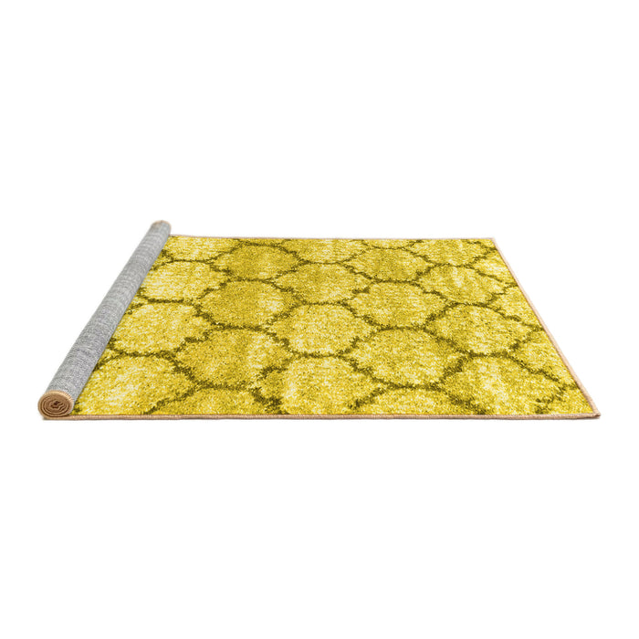 Sideview of Machine Washable Trellis Yellow Modern Rug, wshcon3027yw
